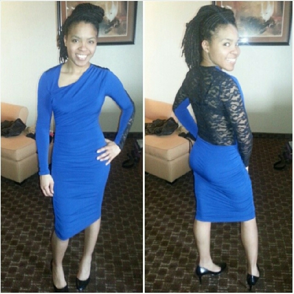 Moda by Victoria's Secret Blue Dress w/ Black Lace
